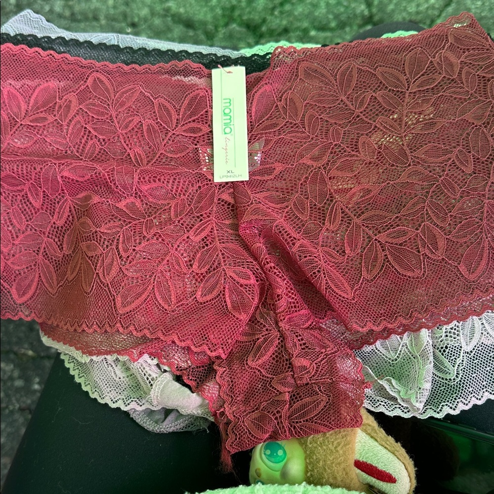 Mamia Lace Panties in Red, Gray and Black